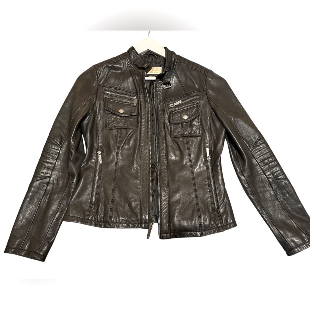 Michael Kors leather motorcycle jacket